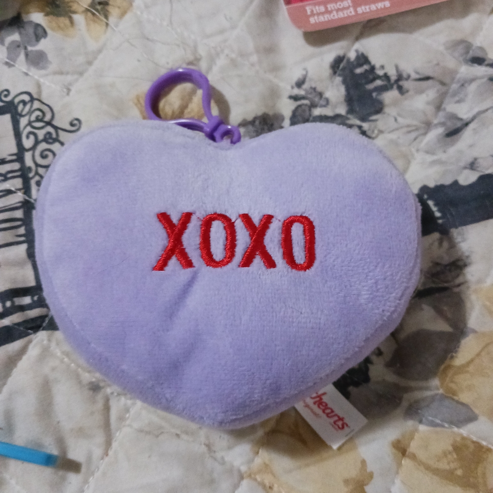 Purple Heart Plush with Red 'XOXO' Embroidery